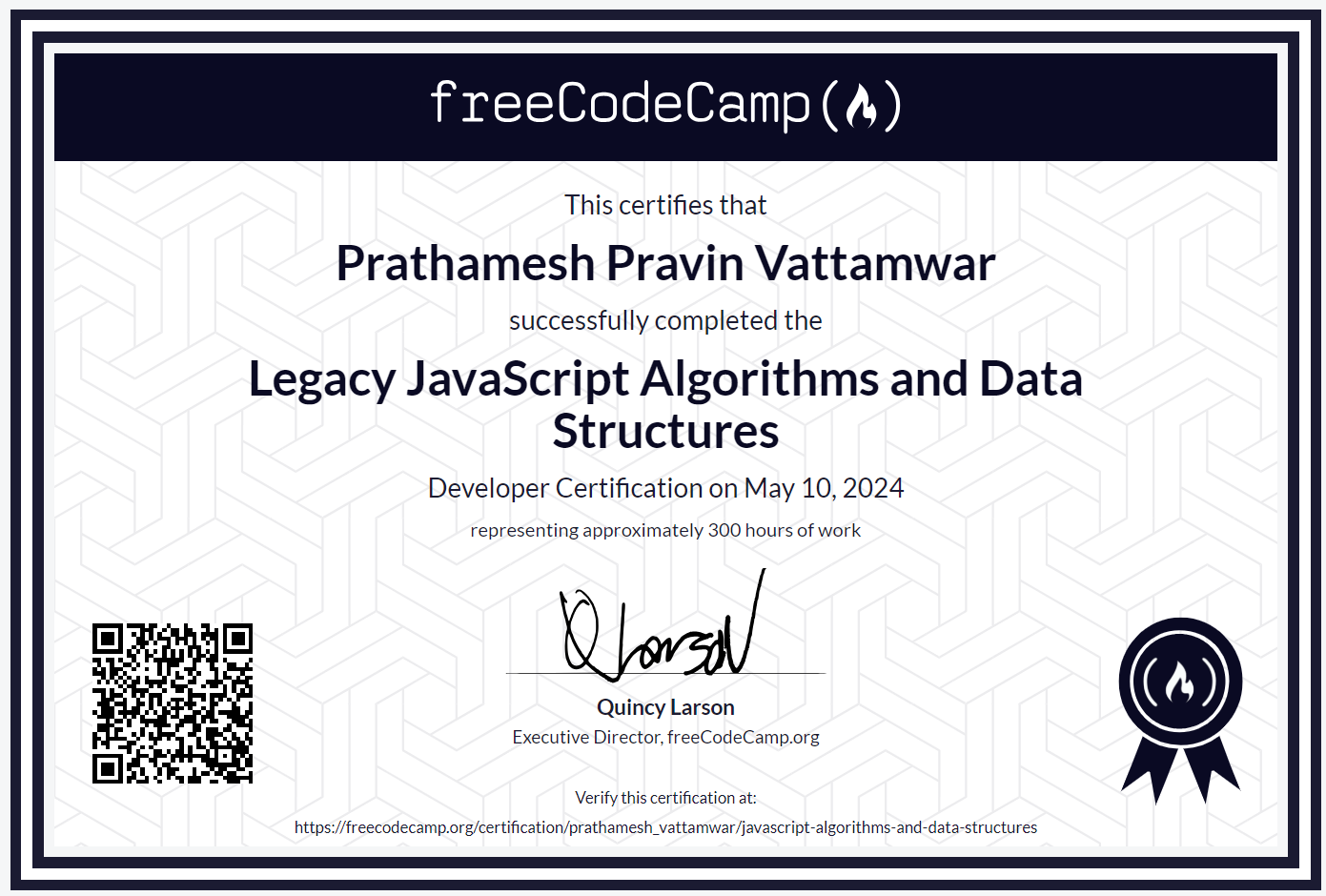 Legacy JavaScript Algorithms and Data Structures Certificate