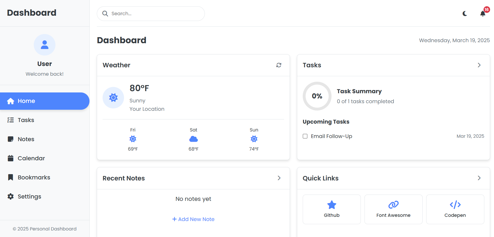 Personal Dashboard